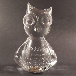 Vintage Large glass owl paperweight, figurine